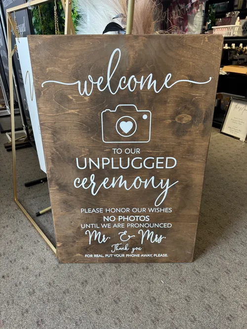 Wood Unplugged Ceremony Sign