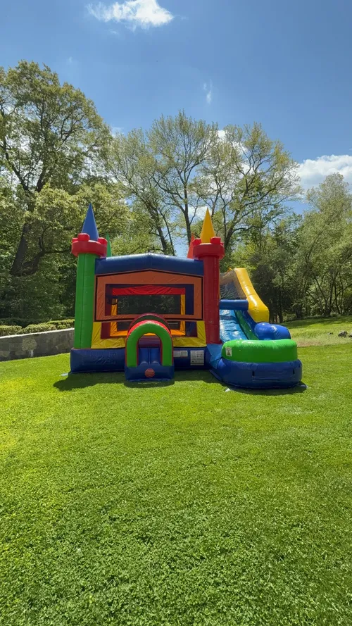 Multi color bounce house combo wet/dry