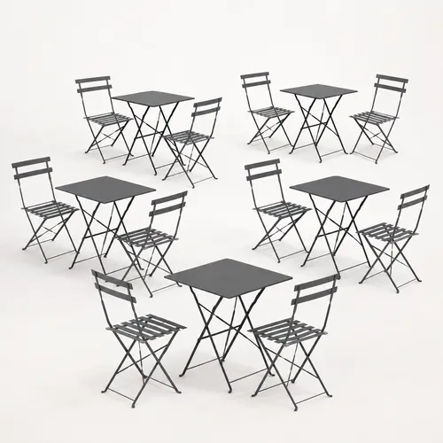 Pack Bistrot - 5 Tables et 10 Chaises