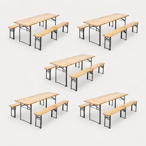 Pack Brasserie - 5 Tables et 10 bancs