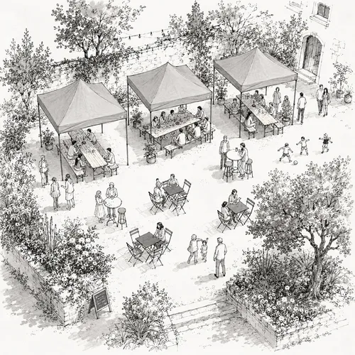 Pack 20 personnes - Tonnelles 3x3, Tables, Bancs, Mange-Debout, Tabourets, Bistro, Chaises