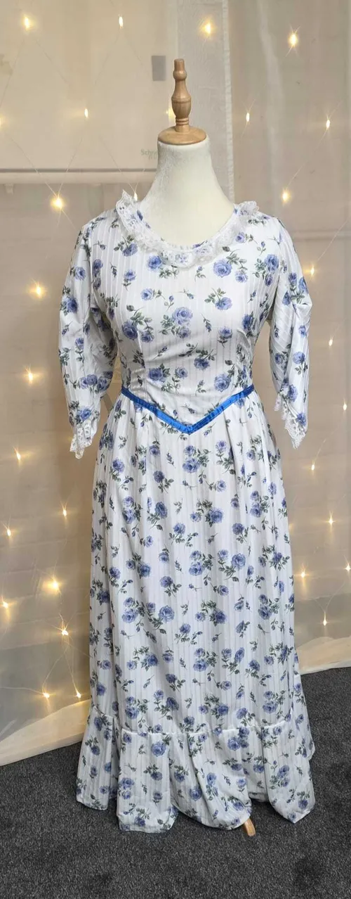 White Dress with Blue Flowers