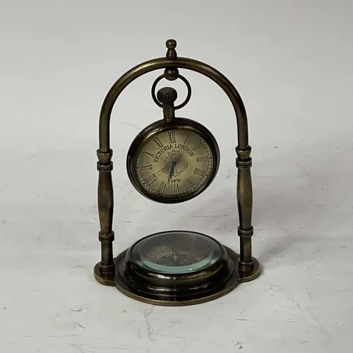 Antique Table Clock Compass - A781