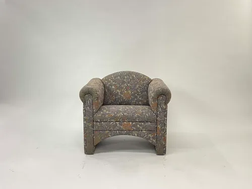 Mauve & Rust Floral Round Lounge Chair