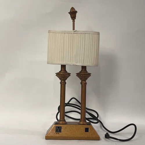 Gold Traditional 2-Light Hotel Table Lamp with Pleated Shade - LI264