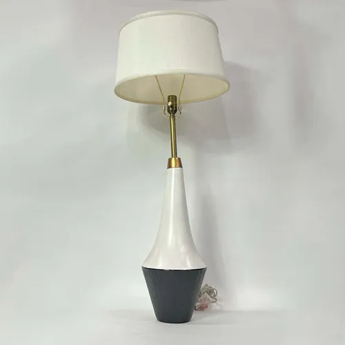 Tall White & Black & Brass Table Lamp - LI77