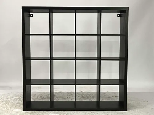 Modern Black Square 16-Cubby Bookshelf
