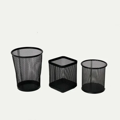 Assorted Black Mesh Pen Cup Holder, Set Of 3 - OFA840