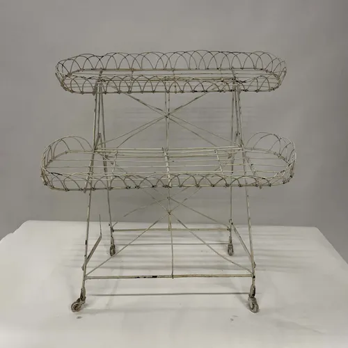 Victorian White Wire Plant Stand - OUB311
