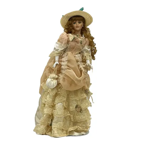 Porcelain Doll With Gold Hair & Yellow Dress - MOB277