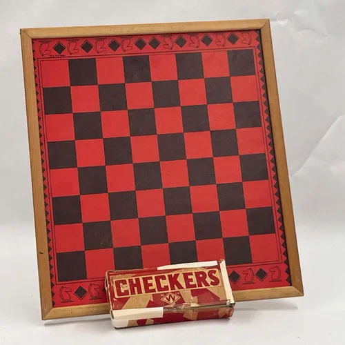 Vintage Checker Board & Pieces - B59