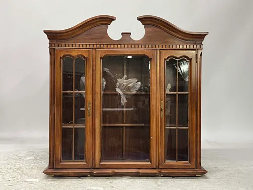 1930's Chippendale Style Walnut & Glass Display Hutch