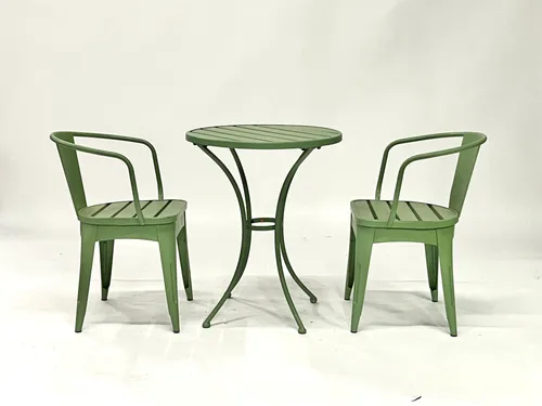 Green Metal Outdoor Cafe Table & Chairs