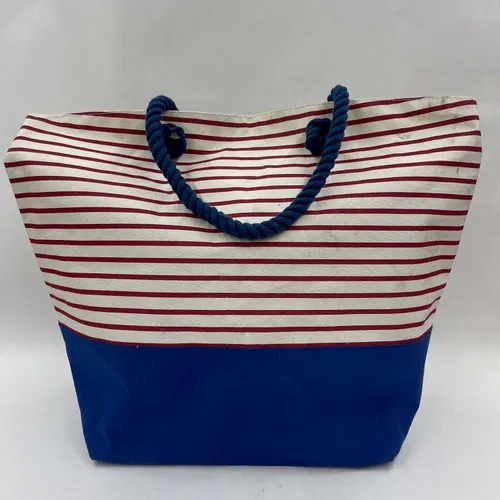 Blue & Red Stripe Beach Tote - MOB399