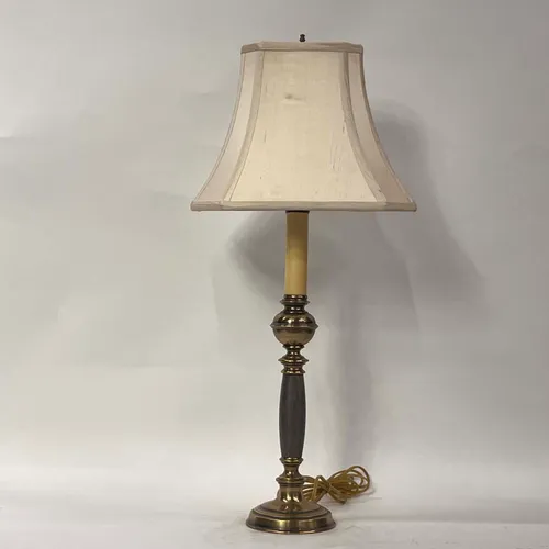 Antique Brass & Ebonized Wood Candlestick Table Lamp - LI270