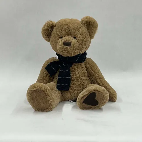 Brown Teddy Bear With Navy Scarf - MOB150