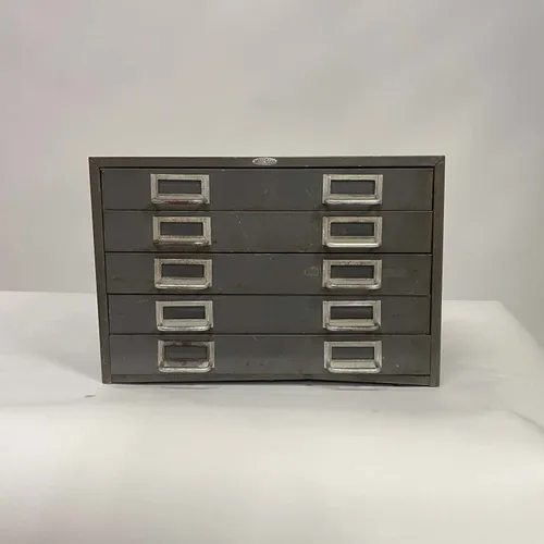 Small Gray Metal Tabletop Cabinet - DEB302