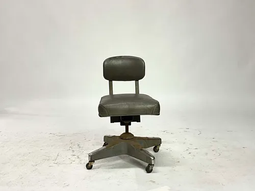Dark Green Leather Armless Tanker Task Chair