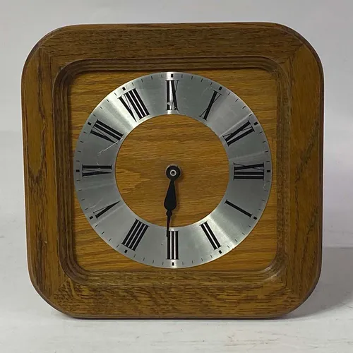 Square Wood & Silver Roman Numeral Wall Clock - A746
