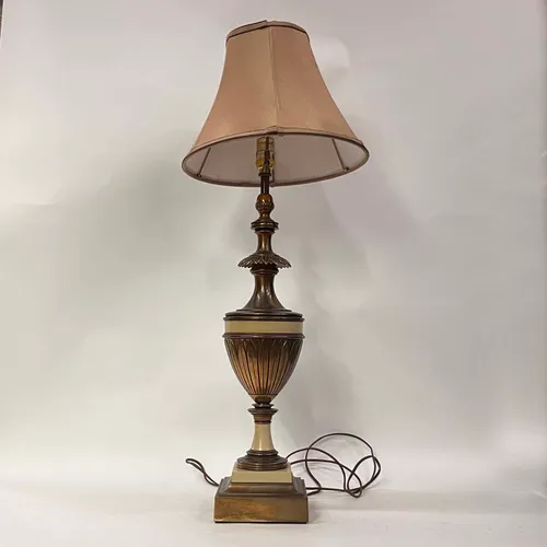 Antique Brass Urn Table Lamp with Tan Shade - LI254