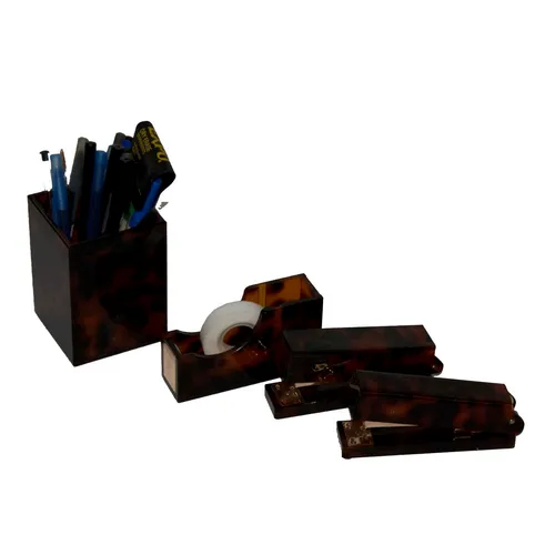 Tortoise Shell & Gold Desk Set - OFDS29