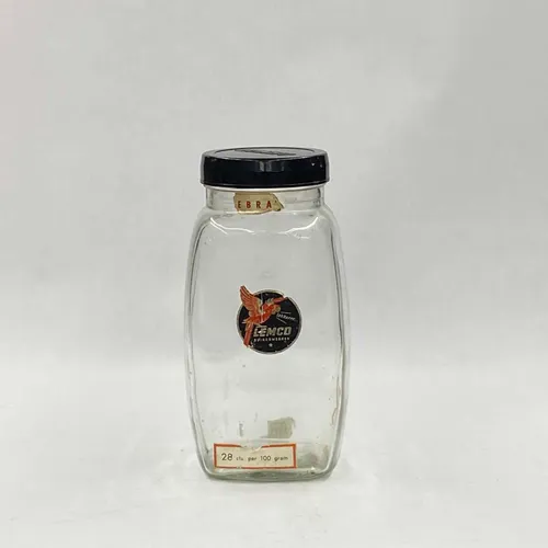Vintage Lemco Glass Jar & Black Lid - MOMD19