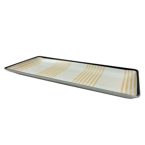 Yellow & White Plaid Tray - TR458