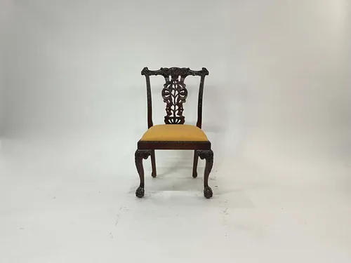 Vintage Chippendale Dining Chair with Removable Seat Cushion