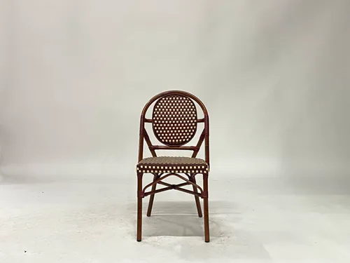 Woven Maroon & White Bistro Restaurant Dining Chair
