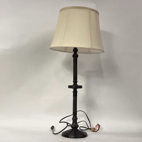 Industrial Black Table Lamp with Cream Shade - LI201