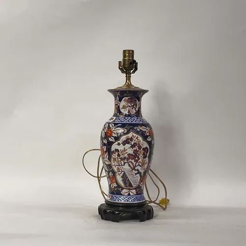 Blue & Orange Chinese Ceramic Table Lamp - LI336