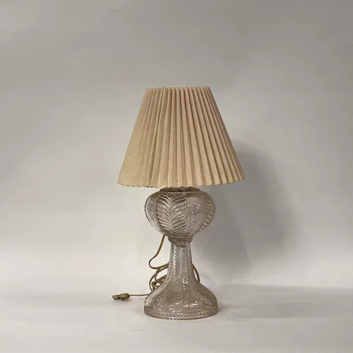 Vintage Glass Table Lamp with Pleated Shade - LI124