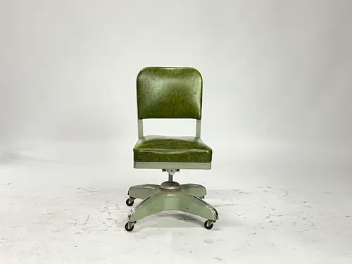 Spring Green Leather Armless Tanker Task Chair