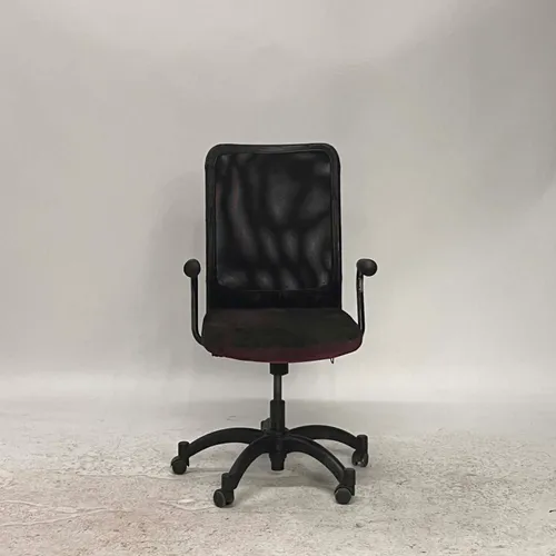 Distressed Black Mesh & Burnt Red Office Chair - OF2981