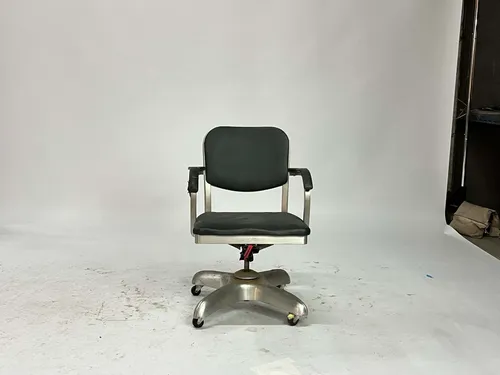 Dark Teal Blue Leather Tanker Task Chair