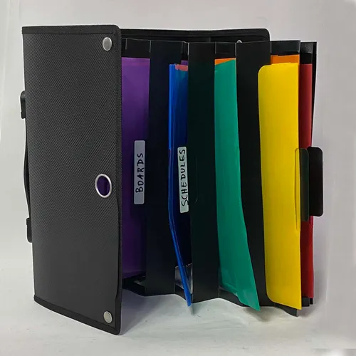 Black & Rainbow Accordian File Holder With Snaps - OFA655