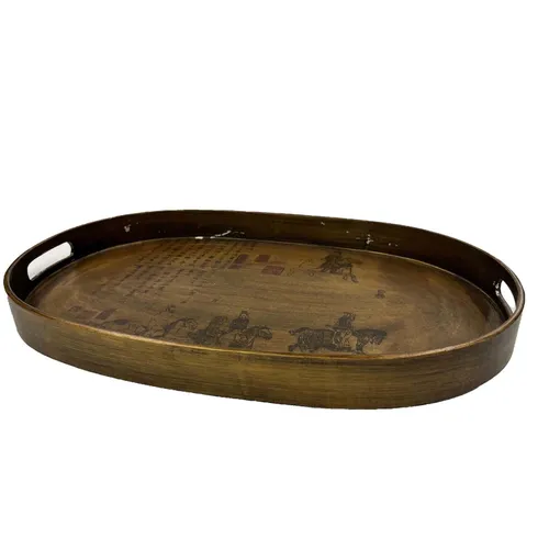 Vintage Chinese Wood Oval Tray - TR494