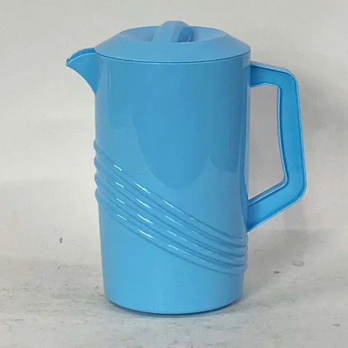 Baby Blue Pitcher with Embossed Line Design - KT222