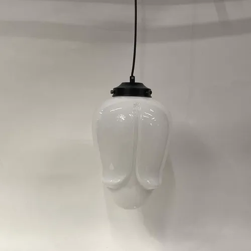 White Glass Tulip Pendant - LI525