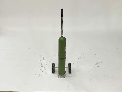 Olive Green Oxygen Tank & Rolling Cart