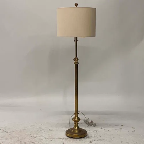 Brass Adjustable Floor Lamp with Beige Shade - LI414