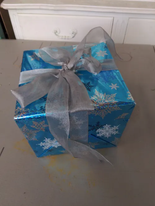 Blue Snowflake Wrapped Present