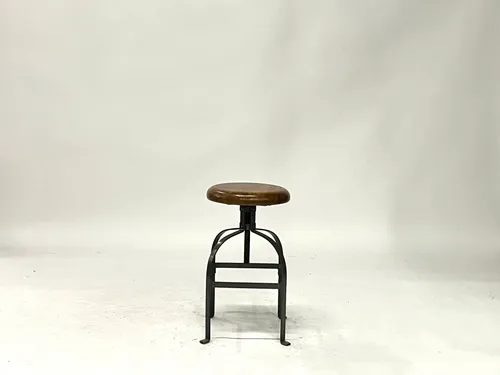 Adjustable Wood & Gray Metal Counter Stool