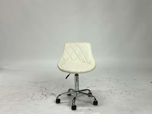White Leather Diamond Tufted Manicurist Task Chair