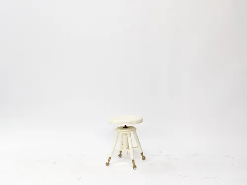 19th Century White Piano Stool with Claw and Ball Glass Feet