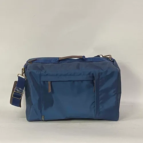 Navy Messenger Bag with Brown Handle - MO22267