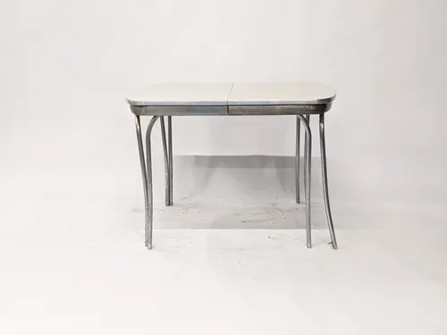 Metal Extending Dining Table with Double Tube Legs
