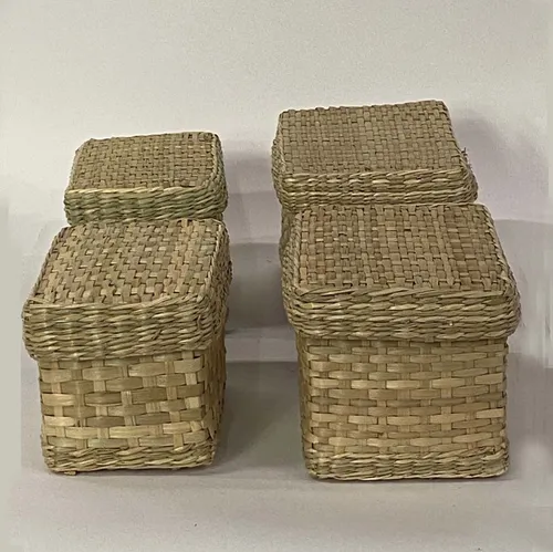 Light Woven Baskets With Lids, Set Of 4 - BSKT29