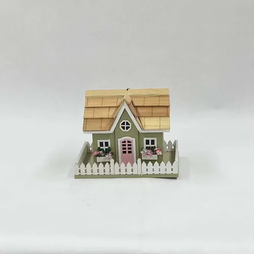 Olive Green Birdhouse With Pink Door - MOB130