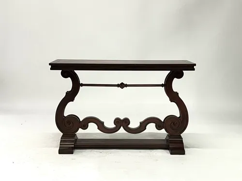 Solid Dark Wood Curved Base Console Table